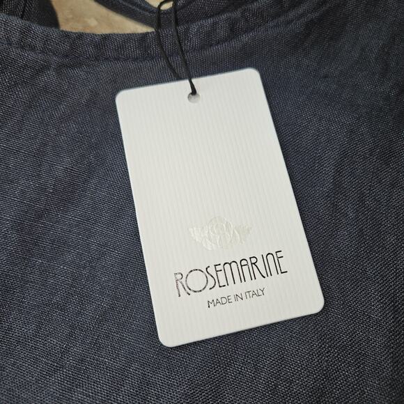 Rosemarie 100% Linen Dress S Boho Midi Lagenlook Minimalist Crochet Trim Beachy - Picture 5 of 8